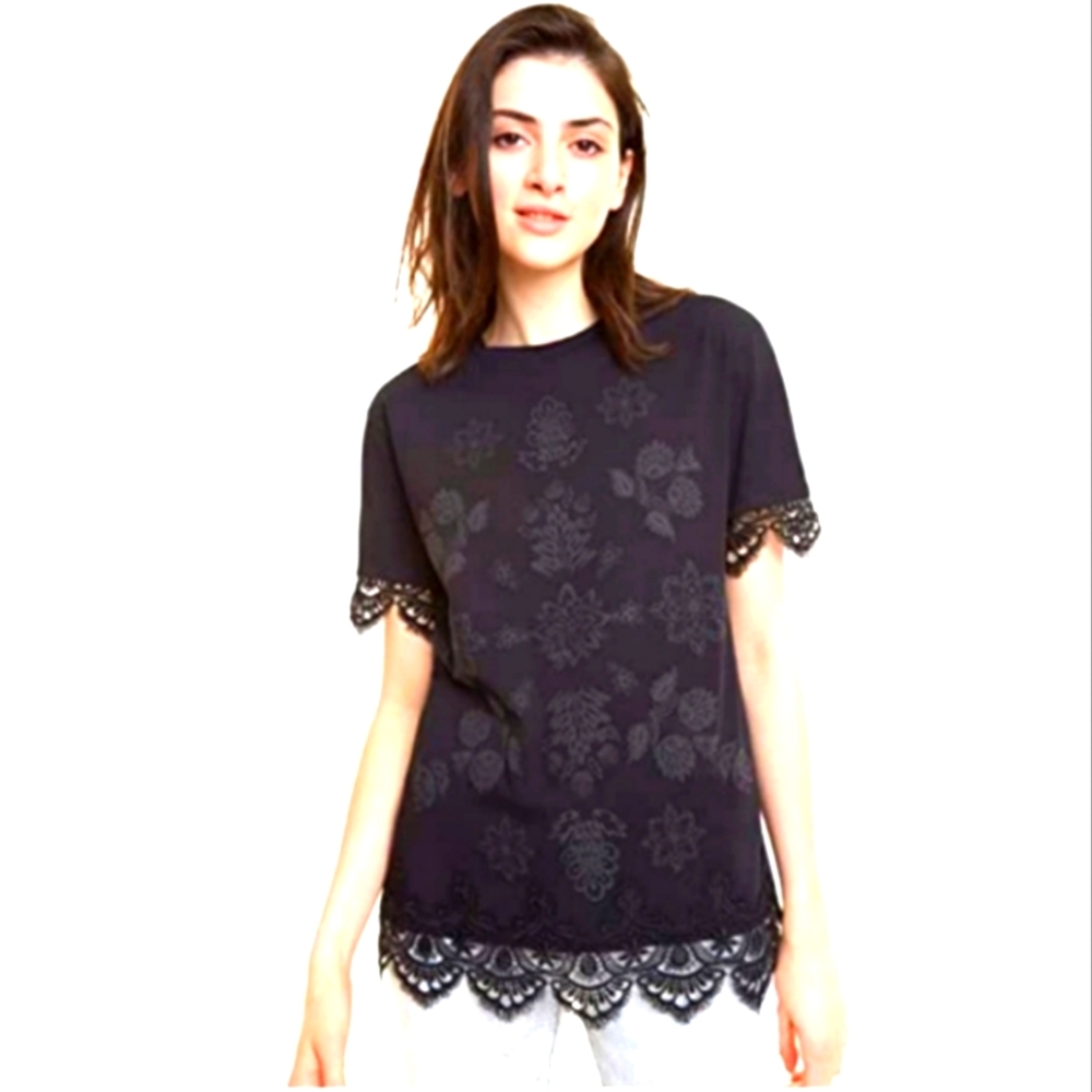 🆕👕Brand NEW Lace Short Sleeve Chiffon Blouse